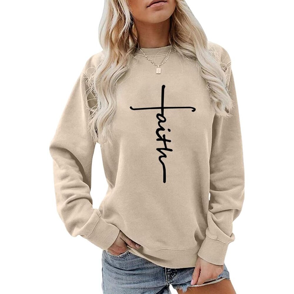 Women Sweatshirt Cotton Blend Oversized Pullover Drop Shoulder